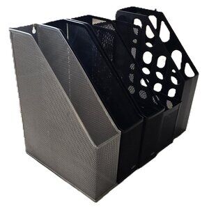 Bundle of 5 Office Desk Folder File or Magazine Rack Holders  4 Metal 1 Plastic